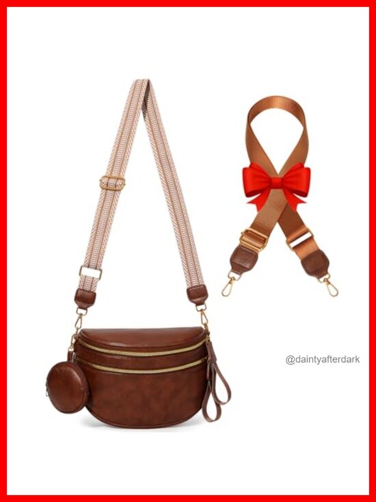 Handbags - Vegan Leather Crossbody Bags for Women, PU Bum Bags with Two Shoulder Straps
